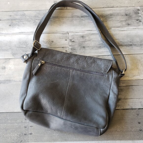 I Medici Firenze Genuine Leather Ash Blue Messenger Bag Crossbody Made In Italy - Picture 2 of 14